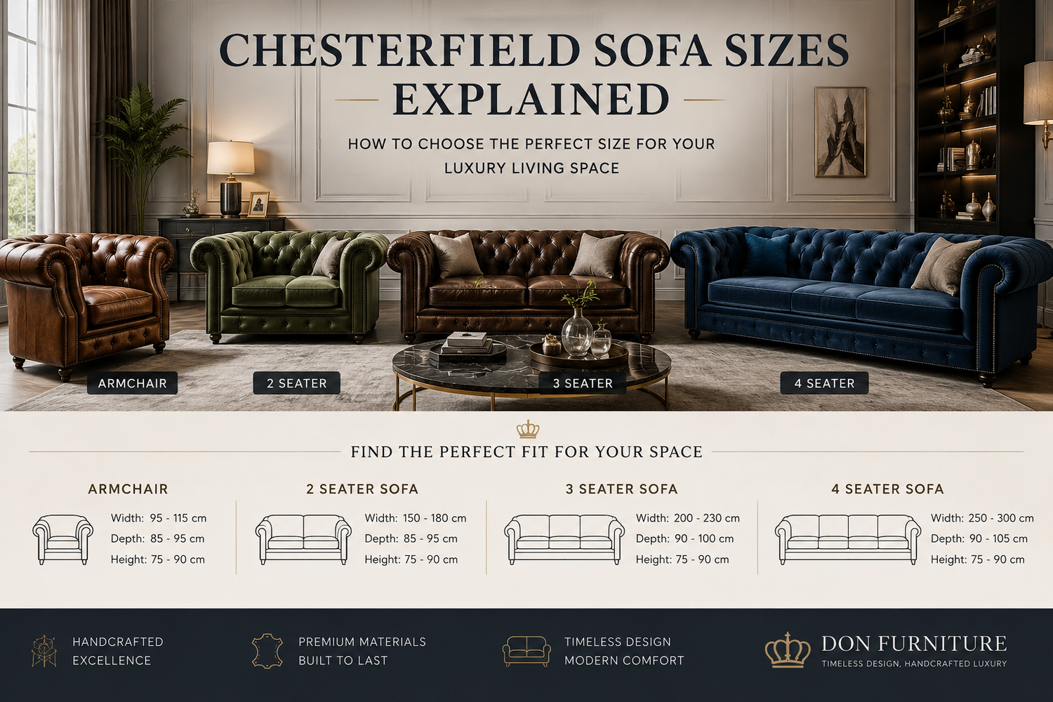 Chesterfield size guide