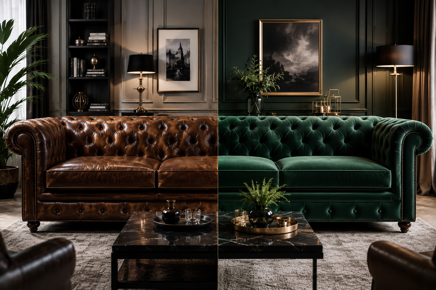 Chesterfield Sofa Leder oder Samt? Der ultimative Vergleich für deutsche Käufer 2026