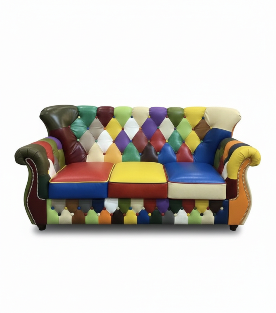 Patchwork Chesterfield 3-Sitzer Sofa