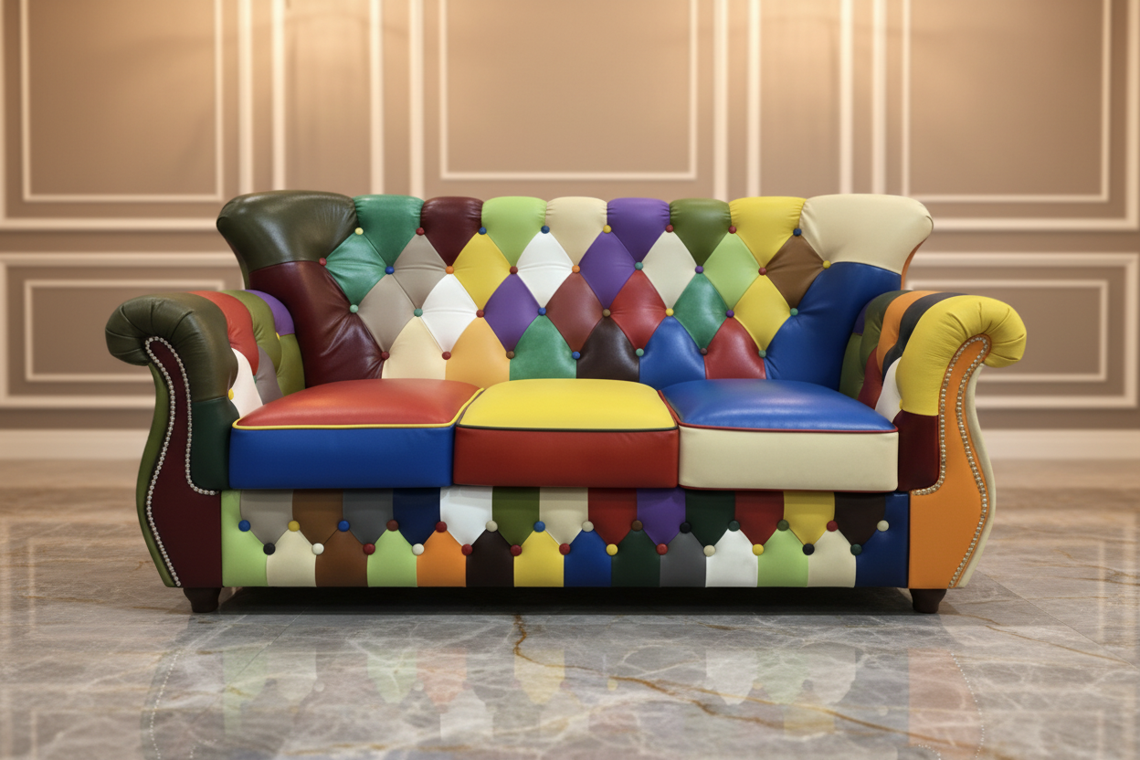 Patchwork Chesterfield 3-Sitzer Sofa