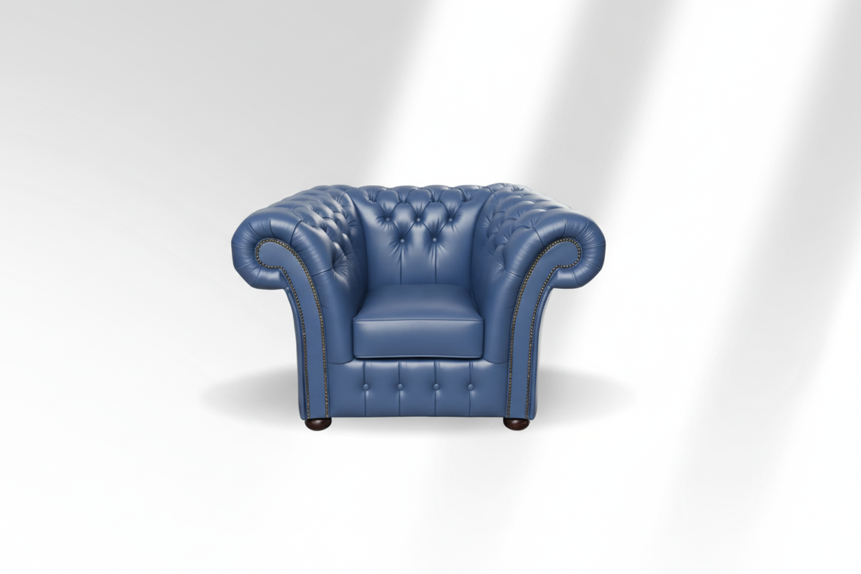 Blue armchair on a white background