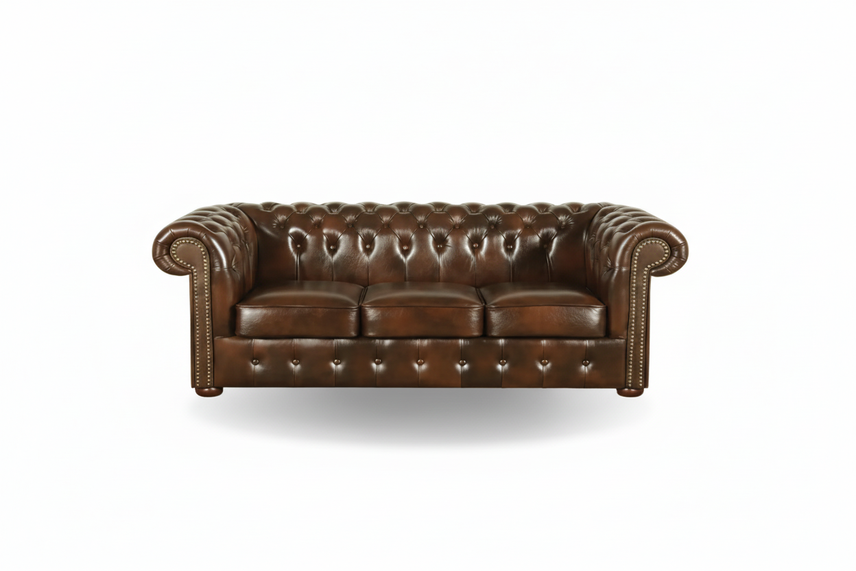 Brown leather sofa with 'modern color