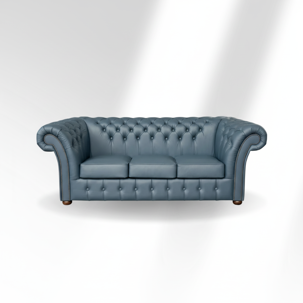 Blue tufted sofa with modern color