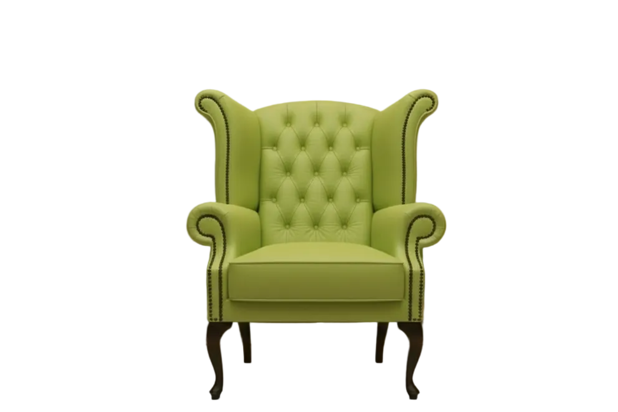 Green armchair on a white background