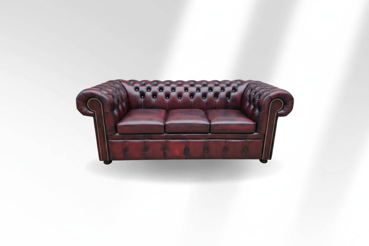 Red leather sofa with modern color 