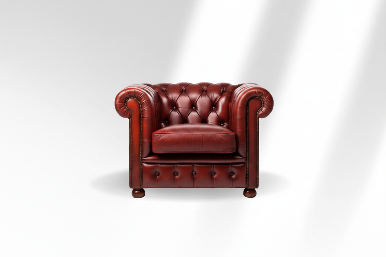 Red leather armchair with modern color